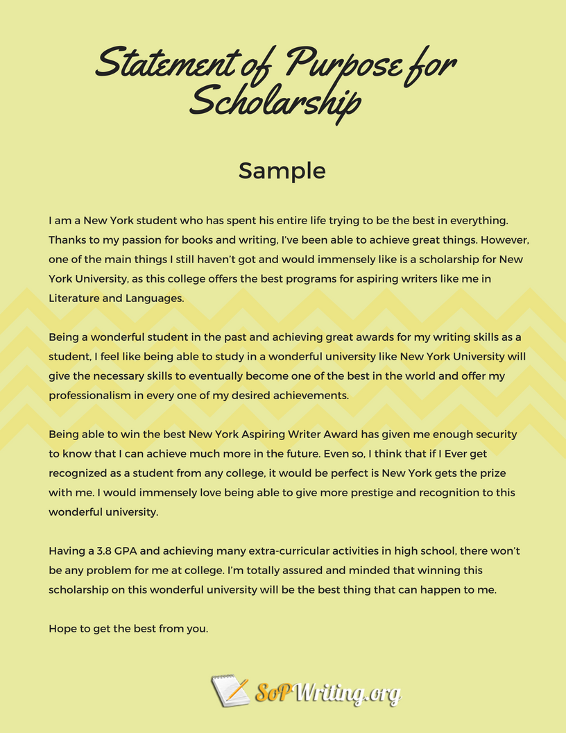 personal statement for a scholarship sample