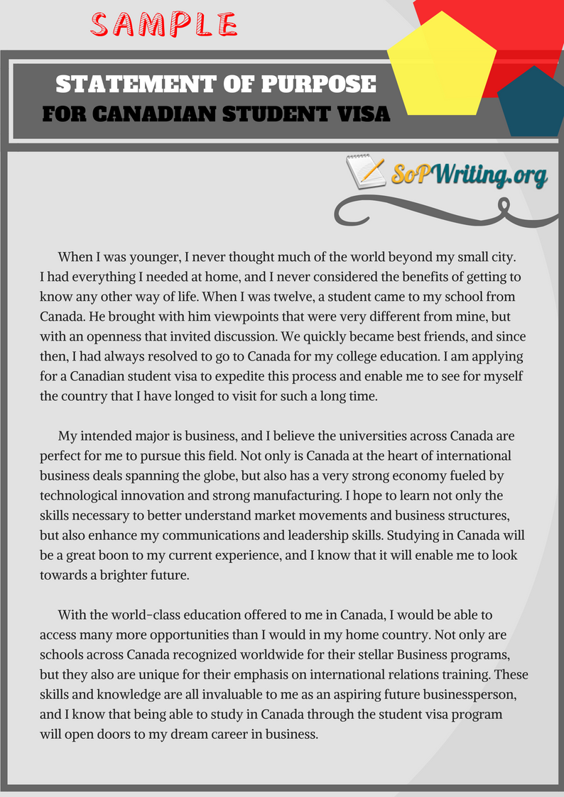 personal statement for visa application canada