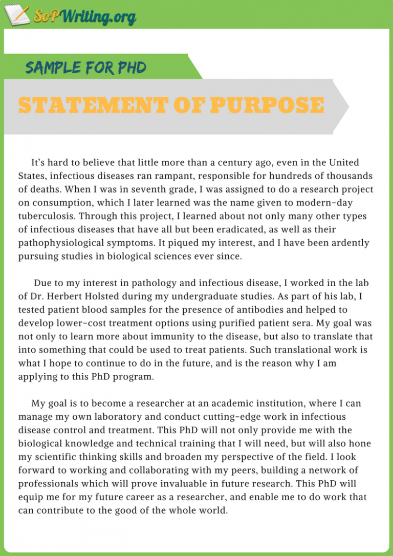 statement of purpose for a research project